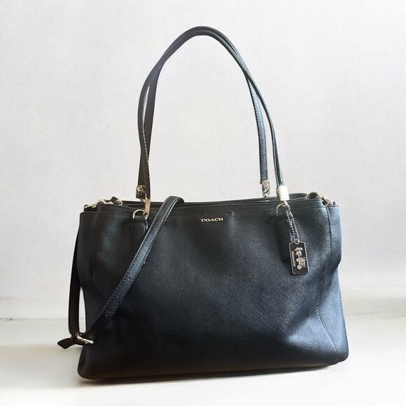 Coach Handbags - COACH 29422 Madison Black Saffiano Leather Christie Carryall Satchel Crossbody